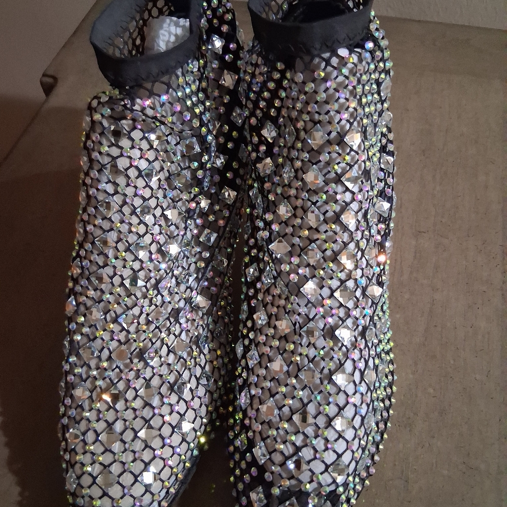 Sparkling Rhinestone Mesh Booties